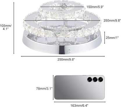 Modern Crystal Flush Mount Chandelier Two Layers Crystal Chandeliers LED Ceiling Light Fixture Mini Chandeliers with Crystals Hallway Light Bedroom Chandelier for Bathroom Kitchen Office
