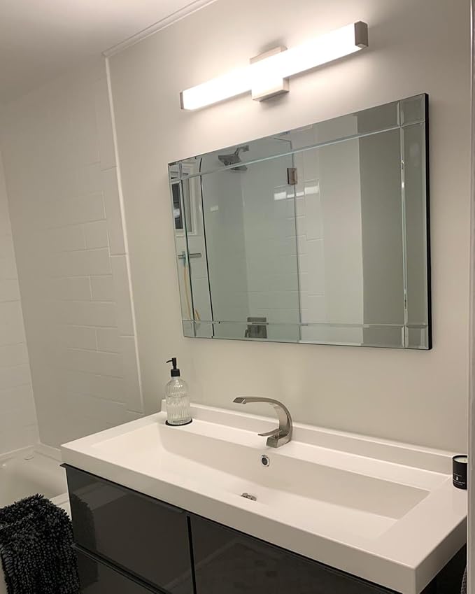 Bathroom Vanity Light Brushed Nickel Square LED 24 inch 14W 4000K Natural White Light Wall Bar Lighting Fixtures Over Mirror (Brushed Nickel, 24in)