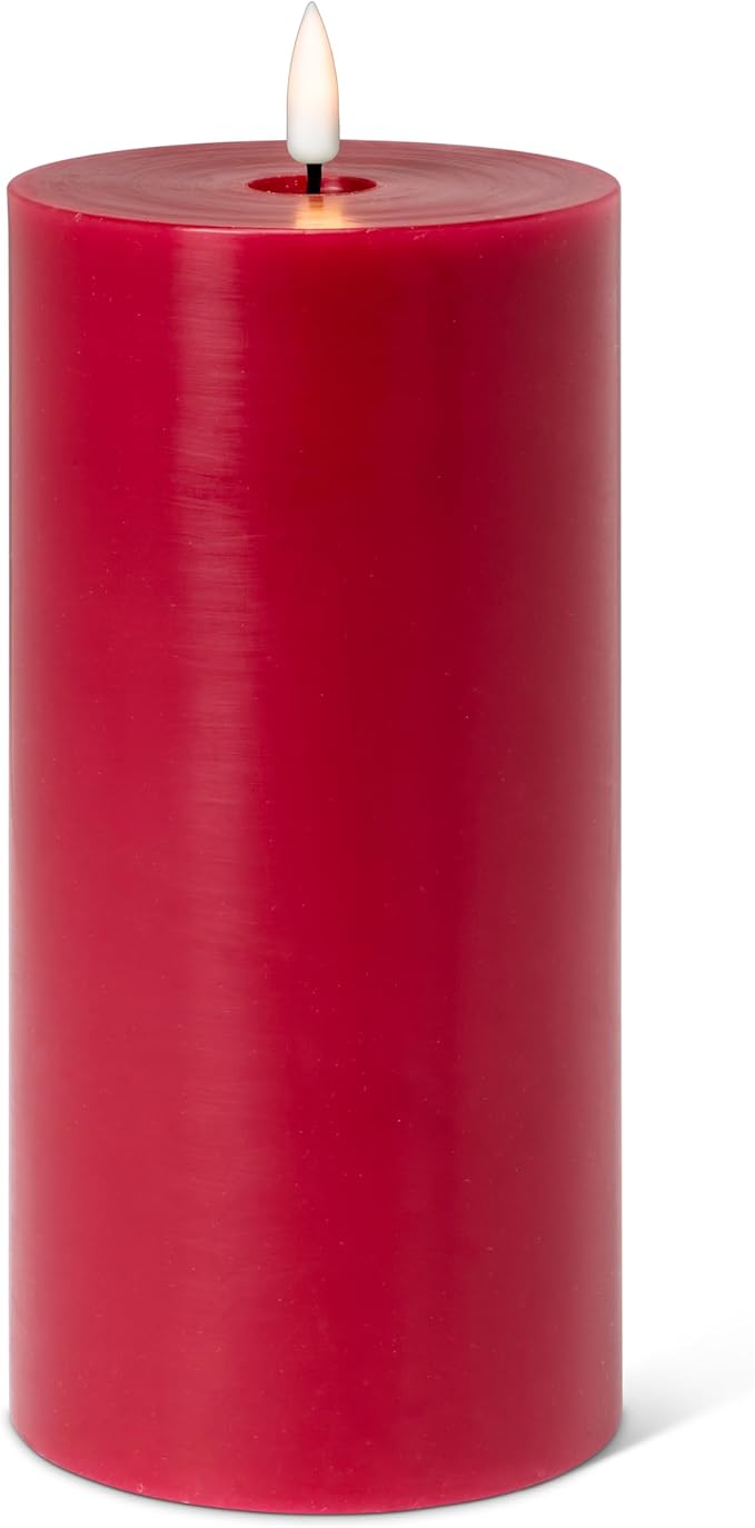 Abbott Collection Wax LED Flameless Pillar Candle - Red (4x8 H)