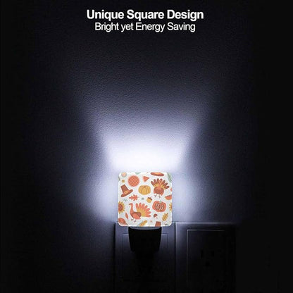 LED Night Light Plug into Wall with Dusk to Dawn Light Sensor White Energy Efficient Pumpkin Turkey Pie Pastel Color Nightlight for Bedroom Bathroom Hallway Living Room Kitchen