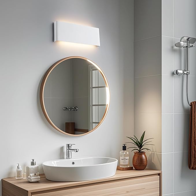 Mille Luckiole 11 Inch Hallway LED Wall Light,Dimmable 3000K-6500K 5 Color Selectable,Modern LED Sconce Wall for Stairwell,Bedroom,and Bathroom Vanity Mirror,15W White 4Pack Up and Down Led Wall Lamp