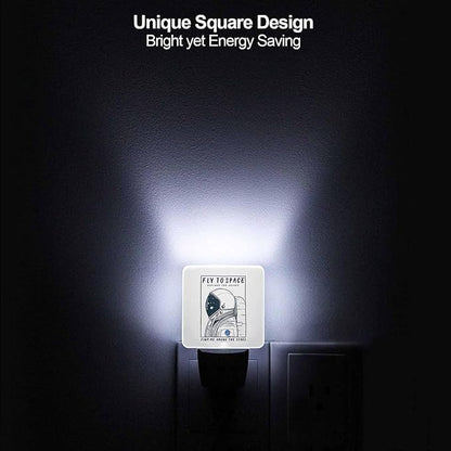 LED Night Light,Astronaut in Space LED Night Light Plug into Wall with Dusk to Dawn Light Sensor White Energy Efficient Nightlight for Bedroom Bathroom Hallway Living Room Kitchen