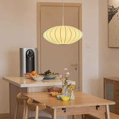 19.7 Inch Lantern Pendant Light fixtures, Imitation Silk Ceiling Hanging Pendant Light Japanese Lamp White Chandelier for Dinning Room Living Room Kitchen Island Bedroom Restaurant