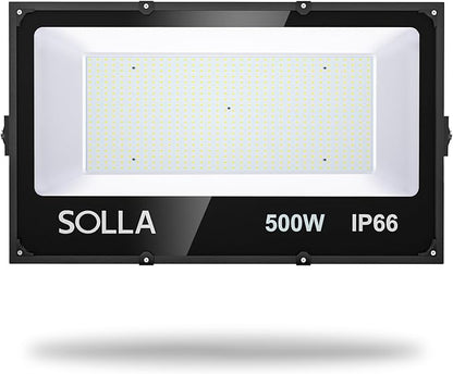 SOLLA LED Flood Light Outdoor, 500W 50000lm Daylight White 6000K, 2750W Equivalent Super Bright, IP66 Waterproof LED Arena Lights, Commercial Lighting Floodlight for Backyard,Stadium,Fields,110-265V