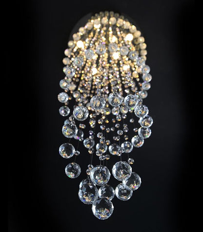 HAIXIANG W24 x H78 Inches Crystal Glam Chandelier Long Light Chandeliers with Dimmable Light Bulbs Gold High Ceiling Pendants Light Fixtures for Foyer Entryway Living Room Stair