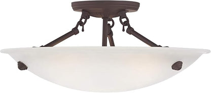 Livex Lighting 5625-07 Home Basics 3 Light Bronze Semi Flush Mount with Honey Alabaster Glass