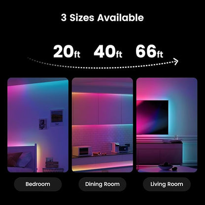 YEELIGHT LED Strip Lights, 40FT Smart Light Strips with 216 LEDs and Music Sync, RGB Color Changing Lights with Bluetooth Connected and APP Control, Led Lights for Bedroom, Living Room, Home Decor