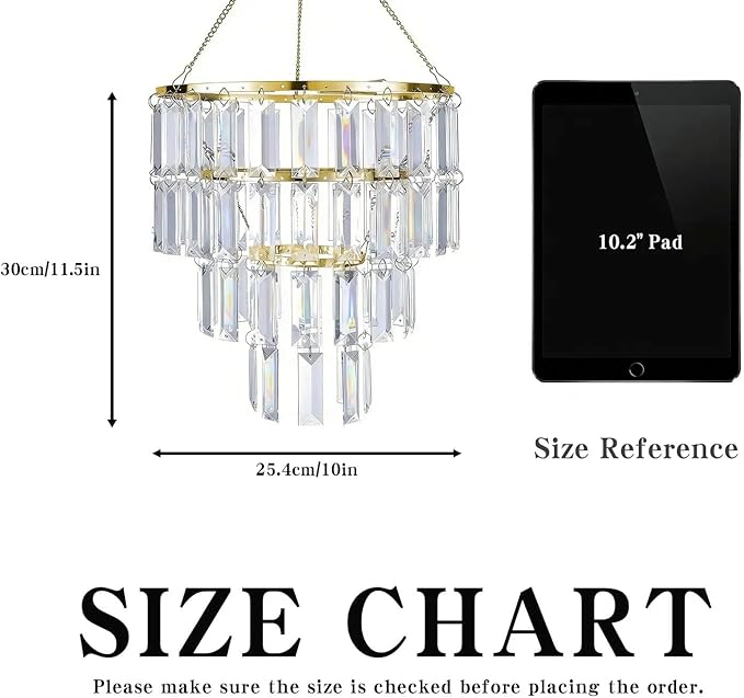 Modern Chandelier Shade - Gold Faux Chandeliers Light Fixture - Pendant Ceiling Lampshade for Girls Bedroom - Size W9.84 X H11