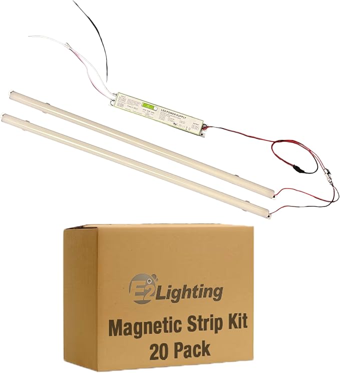 E2 LIGHTING Retrofit Kit 4ft LED 40W, Magnetic Linear Strip, Fluorescent to LED Conversion Kit 5000K, 2x4ft Panel Light Tube, 5400LM Daylight White, 0-10V Dimmable, Office Use (5000K-20 Pack)