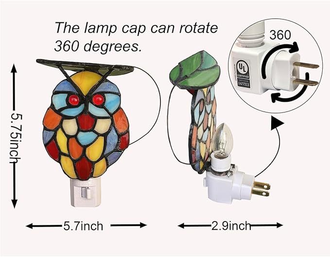 HUIMEIJU Stained Glass Night Light.HMJ7031 (Owl)