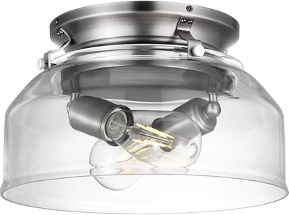Progress Lighting Clear Glass Ceiling Fan Light Kit for Springer Collection 52 Inch Ceiling Fans, Includes 2 Light Bulbs, Antique Nickel