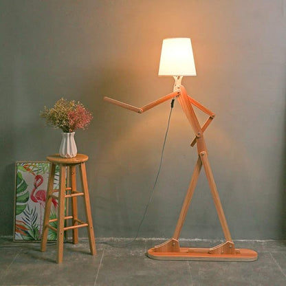 Cool Tall Wood Floor Lamp for Living Rooms Bedrooms - Office Corner Decorative Reading Standing Arc Light Creative Swing Arm Gift Ideas for Kids Boys Girls Bedside - LED Bulb Included (Ash)