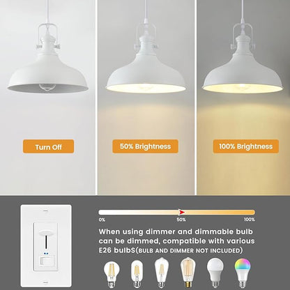 White Pendant Light, Modern Farmhouse Pendant Lights Kitchen Island, 11.41" Kitchen Pendant Lighting Over Island, Ceiling Hanging Light Fixture for Kitchen, Dining Room, 3 Pack