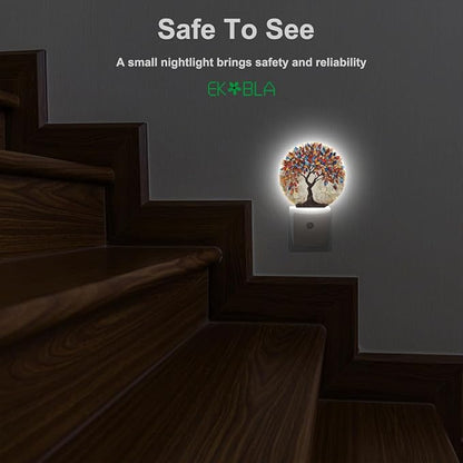 EKOBLA Colorful Seasons Tree Plug-in Night Light, Multi-Color Leaves LED Nightlight with Dusk to Dawn Auto Sensor for Home Indoor Decor