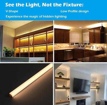 Cefrank Under Cabinet LED Light Bars, V-Shape, 8pcs 12", 16 Watt 1600 Lumens, Warm White 3000K