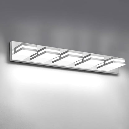 IZORRO LED Modern Bathroom Lights Fixtures(5-Light,Dimmable,360°Rotate),Chrome Acrylic Wall Lighting,Vanity Lights for Bathroom Over Mirror - 6000k 30In （No Assembly Required）