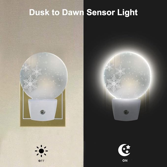 EKOBLA Snowflake Plug-in Night Light, Christmas Star & Winter Pattern LED Nightlight, 0.5W Sleep Friendly for Xmas Gift
