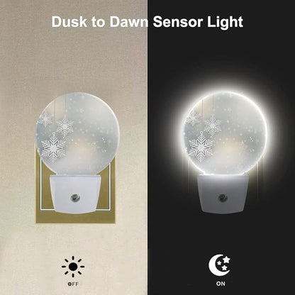 EKOBLA Snowflake Plug-in Night Light, Christmas Star & Winter Pattern LED Nightlight, 0.5W Sleep Friendly for Xmas Gift