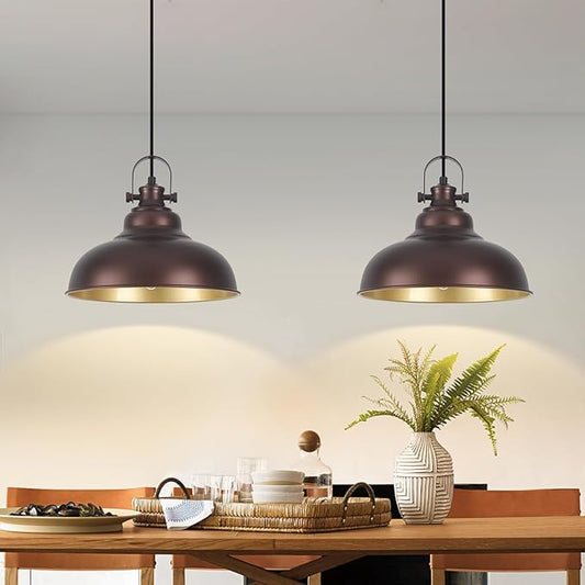 Bronze Pendant Lights Kitchen Island, 2 Pack Kitchen Island Lighting, Farmhouse Pendant Light Fixtures (11.41" W), Island Pendant Light for Kitchen Island, Dining Room, Bedroom