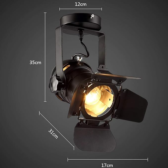 E26 L31 W17 H35cm Loft Vintage Industrial Iron Mount Spotlight Track Lighting Ceiling Shop Light Fixtures LED Pendant Lights Ceiling Lights for Home Lighting