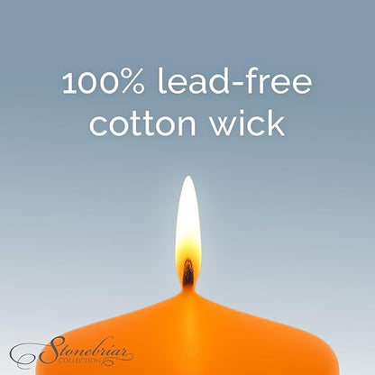 Stonebriar Unscented Pillar Candles – 18 Hour Burn Time, Long-Lasting Wax Candles for Weddings, Holidays, Home Décor & Special Events, Pack of 6, Orange, 3" x 3"