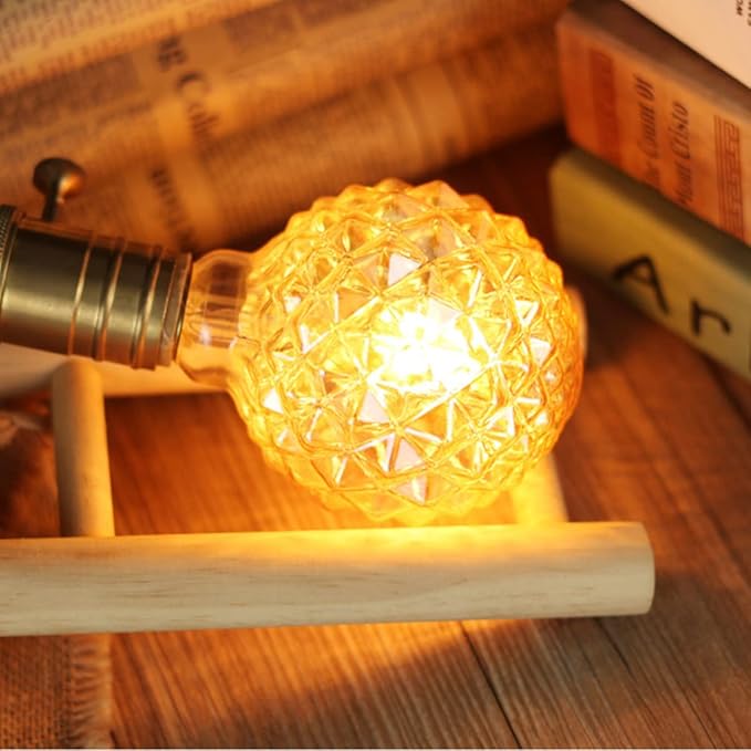 Lxcom Lighting G95 LED Pineapple Bulb Retro Edison Lamp 4W 2700K Warm White Light Not Dimmable 40W Equivalent Amber Glass Lamp, E26 Base, Suitable for Bedrooms, Restaurants, Cafes, Pack of 2