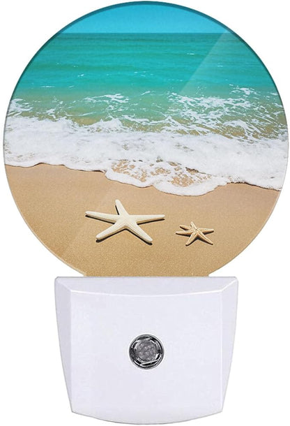 EKOBLA Ocean Plug-in Night Light, Beach Sand & Wave LED Nightlight with Dusk to Dawn Sensor, 0.5W for Women & Kids