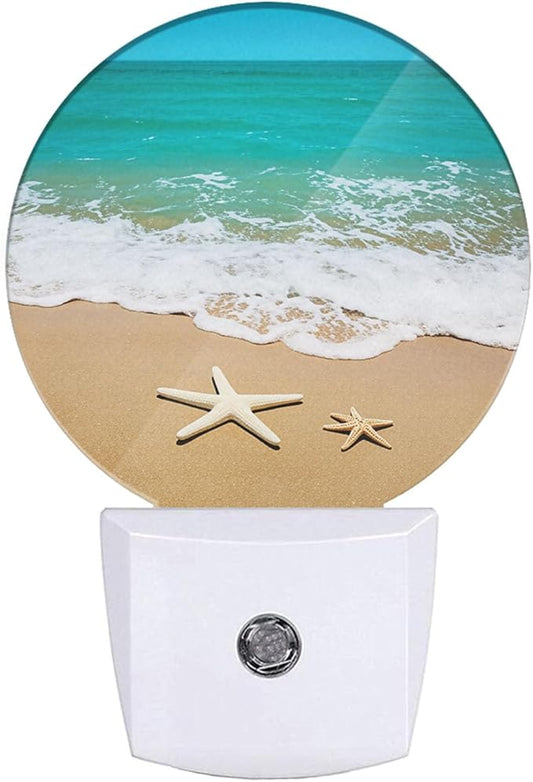 EKOBLA Ocean Plug-in Night Light, Beach Sand & Wave LED Nightlight with Dusk to Dawn Sensor, 0.5W for Women & Kids