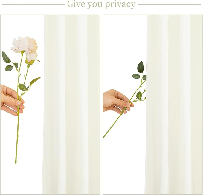 10ft x 10ft Ivory Backdrop Curtain for Wedding Ivory Wrinkle Free Backdrop Drapes Panels for Parties Baby Shower Bridal Shower Birthday Photo Photography Polyester Fabric Background Decoration