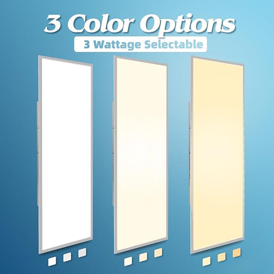 Art3d 1x4 FT LED Flat Panel Light, 3CCT Selectable Color Temperature 3000K/4000K/5000K, 0-10V Dimmable 5500LM Flush Mount Ceiling Light, 20W/30W/40W Drop Ceiling Light, 4 Pack