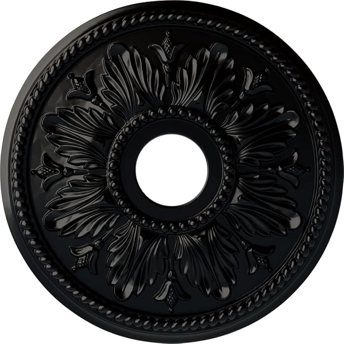 Ekena Millwork CM18ED1BLF Edinburgh Ceiling Medallion, Jet Black