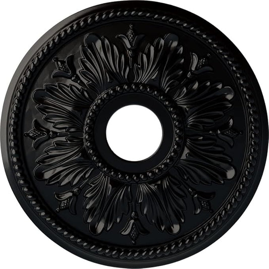 Ekena Millwork CM18ED1BLF Edinburgh Ceiling Medallion, Jet Black
