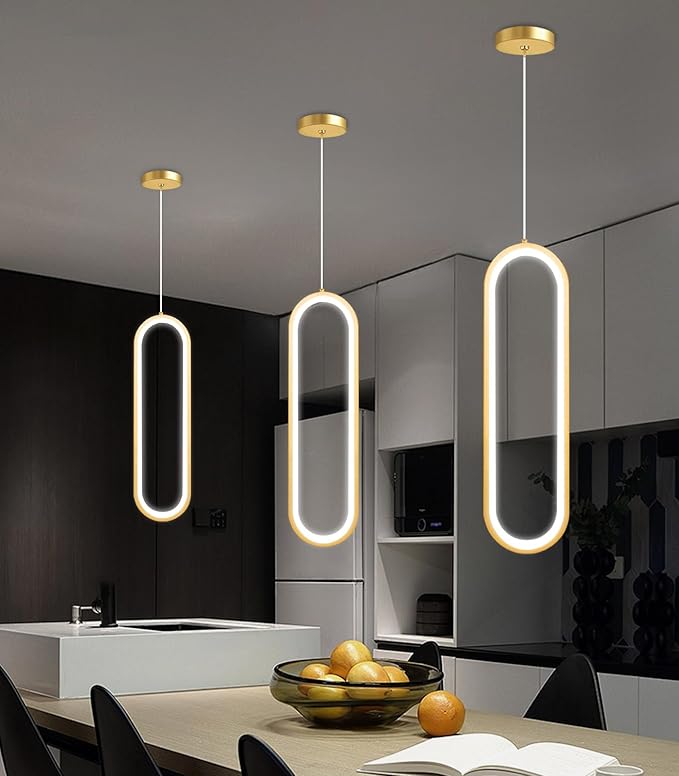 Ring Chandelier Modern LED Dimmable Pendant Lighting Adjust Ceiling Light for Kitchen Island Foyer Lobby Living Room Staircaes Gold