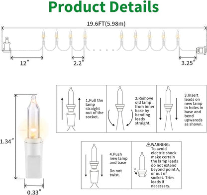 LAMPHOME 100 Count Clear Christmas String Lights, 19.6ft White Wire Fairy Lights, UL Certified Waterproof Indoor & Outdoor String Lights for Xmas Tree, Patio, Wedding, Mother's Day Decor