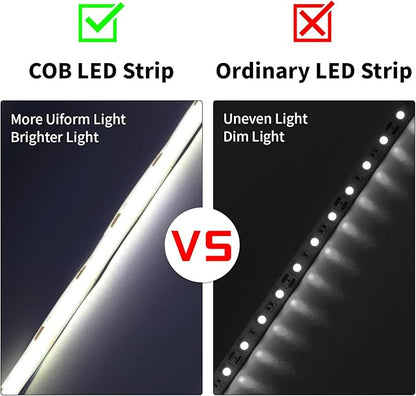 6.56FT2M COB LED Strip Lights, 6000K Cold White USB LED Tape Light, 640LEDs High Bright CRI93+ Dimmable Flexible Lights Light for Bedroom, TV Backlight, Mirror, Cabinet Lighting