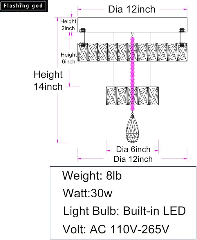 Flashing God Dia 12" Mini Chandelier Modern Crystal Chandeliers for Hallway Black Flush Mount Ceiling Light Modern Chandeliers Lighting for Bedroom Staircase Kitchen