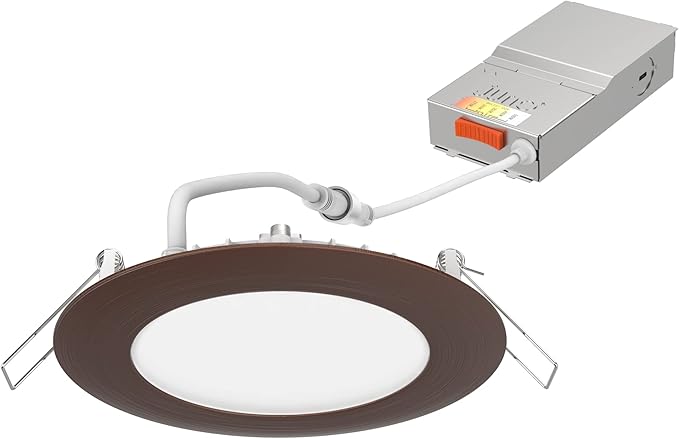 Juno Wafer Downlight LED Recessed Lighting, Switchable Color Temperature 2700K/3000K/3500K/4000K/5000K, 120 Volts, Triac Dimming, 6 Inch Ultra Thin Trim, Oil Rubbed Bronze
