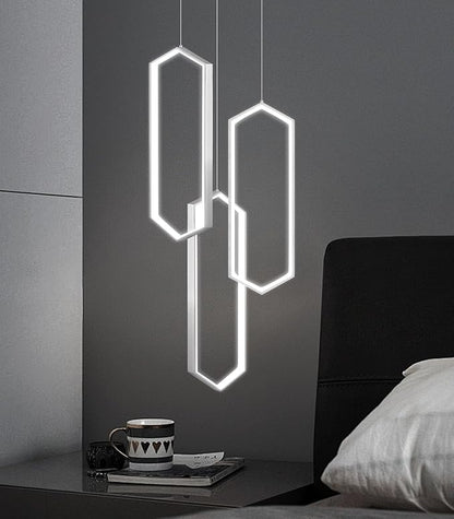 3-Rings Dimmable Pendant Lighting Adjust LED Chandelier Ceiling Light Fixtures for Kitchen Island Dining Room Living Room Bedroom Silver