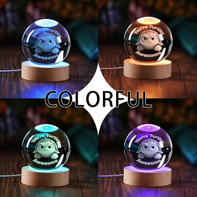 Collectible Turtle 3D Crystal Ball Figurines, Emotional Support Desk Decor for Women, Women’s Desk Accessories & Gifts, Birthday Gift for Sister, Friend, Coworker