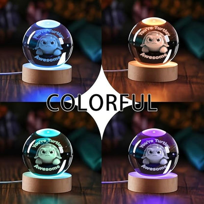 Collectible Turtle 3D Crystal Ball Figurines, Emotional Support Desk Decor for Women, Women’s Desk Accessories & Gifts, Birthday Gift for Sister, Friend, Coworker