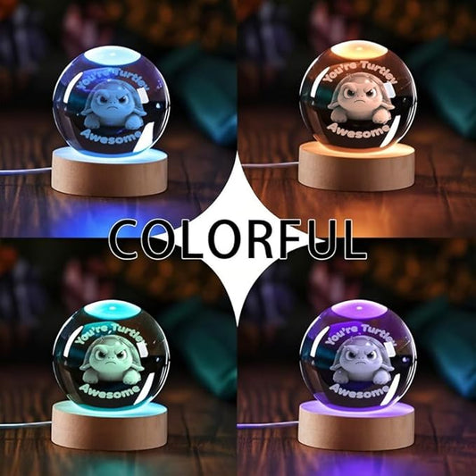 Collectible Turtle 3D Crystal Ball Figurines, Emotional Support Desk Decor for Women, Women’s Desk Accessories & Gifts, Birthday Gift for Sister, Friend, Coworker
