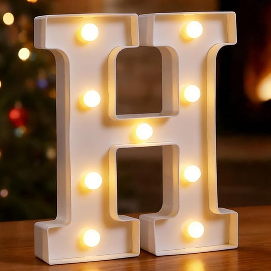 Small Led Marquee Letters, Light Up Letters, 8.58 Inch Led Letter Lights, Battery Powered Lighted Sign for Table, Party, Birthday, Christmas Decor (Letter H)