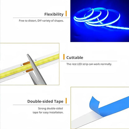 ZSLAIFU COB LED Strip Lights Ice Blue 3.28ft, 5V Dimmable LED Light Strip, Flexible USB Light Strip for Cabinet, TV Backlighting, Bedroom, Kitchen, Home DIY Lighting