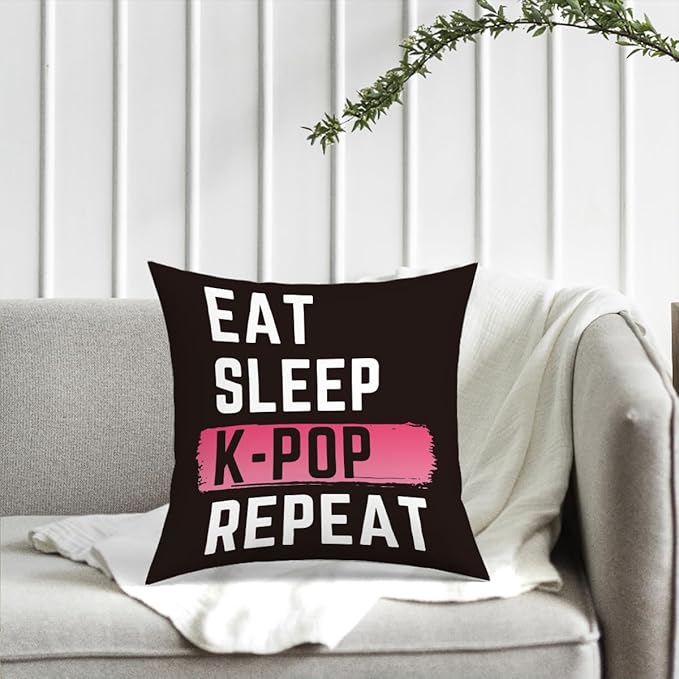 K-pop Decor, Just a Girl Who Loves K-pop Room Decor, Girls K-pop Gifts Rustic Anime Lovers Throw Pillow Covers for Home Living Room Bedroom Decoration Gifts