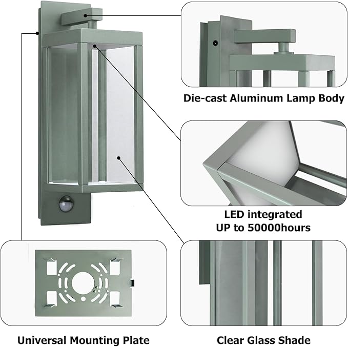 Motion Sensor LED Porch Lights Outdoor Wall Mount Lantern Exterior Light Fixture for House Garage Patio Garden,13W 750LM