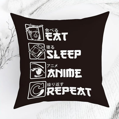 Anime Decor, Just a Girl Who Loves Anime Anime Room Decorative Throw Pillow Covers, Girls Anime Gifts Anime Lovers for Home Living Room Women Girl Bedroom Decoration Gifts Black