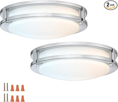 Design House Ripon 11 Inch Integrated LED Ceiling Light 2-Pack, 5 Color Temperature, Dimmable, Satin Nickel – Design House, 589598