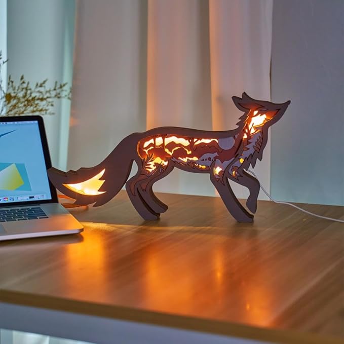 3D Wooden Animal Carving LED Night Light, Wood Carving Light, Modern Home Decoration, Decorative Tables, Cabinets, Living Rooms, Bedrooms, Offices, Farmhouses, Bookshelves, Perfect Holiday Gifts