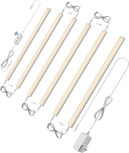 ASOKO Motion Sensor Dimmable Led Under Cabinet Lighting Plug in - 6 Pcs 12 inches Linkable Counter Light Bars, Led Closet Light Warm White