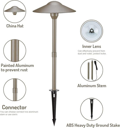 3W Landscape Lighting 12V Low Voltage Path Lights Warm White Waterproof Outdoor Replaceable G4 LED Bulb for Garden Pathway Lawn Yard Bronze 8-Pack